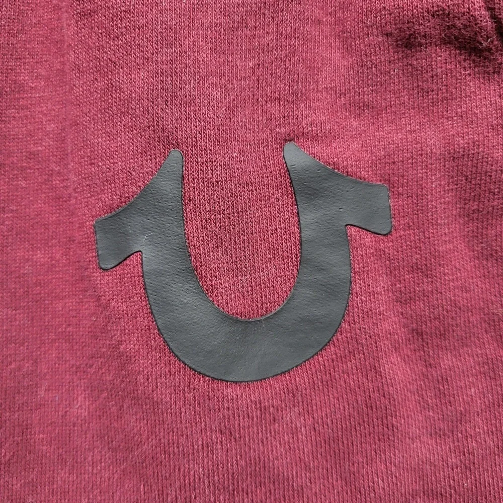 True Religion Men Activewear Pants L/G Burgundy Sweatpants Logo Joggers